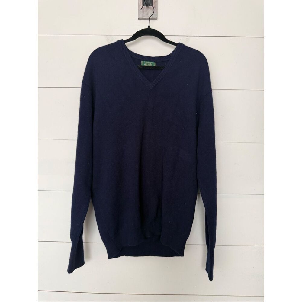Peter Scott Men’s 44 Navy Blue Scotland Wool Angora Long Sleeve Sweater